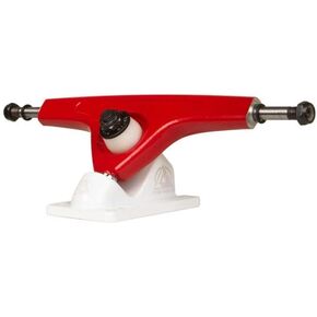 Kingpin Ultralight Longboard Trucks, 180mm 48 Degree 8mm Reverse Kingpin, Red/White (Set of 2)