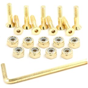 Skateboard Hardware 9PCS Bolts Set Deck Mounting Screws Nuts Hex Key Skate Parts Outfits Color Fasteners Longboard Cruiser Best Mounting Parts Silver Golden Green 1 1/4" 1" 7/8"