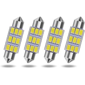 cueclue Pack-4 41mm Car LED Bulbs, 6000K Pure White Interior Dome Lights, 9SMD 5630 Chipsets Door Courtesy Bulbs for Most Cars, SUVs, Trucks