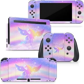 TACKY DESIGN Unicorn Skin Compatible with Nintendo Switch Skins Anime Decal, Vinyl 3M Flowe Stickers Set - Switch Skin Compatible with Joy Con, Console, Dock, Decal Full Wrap