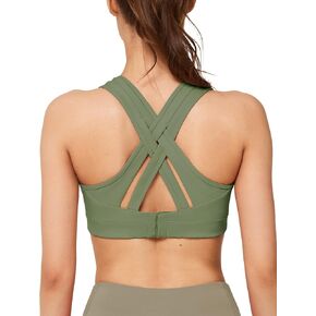 Yvette Women High Impact Sports Bras Criss Cross Back Sexy Running Bra for Plus Size, Pale Green