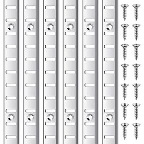 6 Pcs 36 Inch Shelf Pilaster Metal Mortise Mount Pilaster Strip Adjustable Shelf Standards for Wall Shelving System Closet Organization Storage, Silver (Silver)