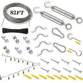 M5 Stainless Steel 304 Hook and Eye Turnbuckle Heavy Duty Wire Rope Tension with 165FT Vinyl Coated Steel Wire Cable Rope for Garden Wire,String Lights Hanging,Tension Wire Kit