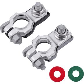 Battery Terminal(1 Pair),Positive & Negative Auto Battery Cable Terminal(Copper) Top Post with Nut, Fit for Toyota Tundra Tacoma Solara etc Replaces Part # 9098205035,9098206022.
