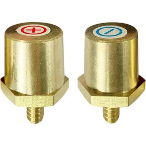 Ampper M6 Thread Male Brass Battery Terminal Charging Posts, M6 Battery Post Adapter (+/-) for Extension, Pack of 2
