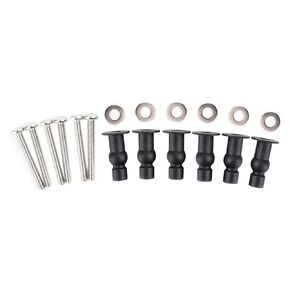 6 Pack Toilet Seat Hinges Screws Top Mount Nuts Screws Toilet Seat Fixings Expanding Rubber Toilet Seat Bolts Kit Compatible Black