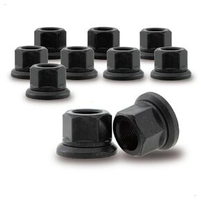 Two-Piece Flange Wheel Nuts - M22x1.5 Hex:33mm Black for Heavy Duty Truck, Semi Truck Fit Aluminum or Steel Wheels with Hub Piloted - 10PCS