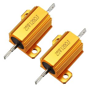 uxcell 25W 120 Ohm 5% Aluminum Housing Resistor Screw Tap Chassis Mounted Aluminum Case Wirewound Resistor Load Resistors Gold Tone 2 pcs