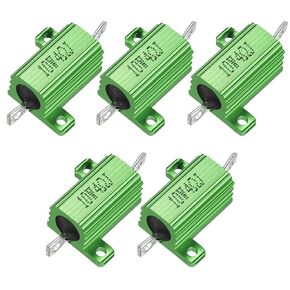 uxcell Aluminum Case Resistor 10W 4 Ohm Green Wirewound for LED Converter with Rod Post 10W4RJ, 5pcs