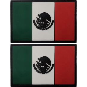 Mexico Flag Morale PVC Rubber Patches Appliques, Mexican Flag Tactical Military Morale Emblem Badges