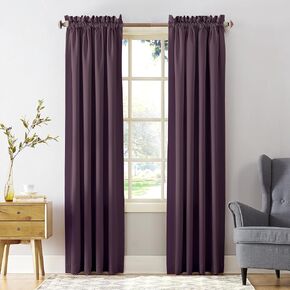 Sun Zero Barrow 2-Pack Energy Saving Rod Pocket Curtain Panel Pair, 54" x 95, Plum Purple