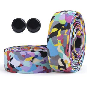 Bike Handlebar Tapes, 2 Rollers EVA Bicycle Bar Tape, Road Bike Handle Straps with Handlebar Plugs, Non-slip Shock-absorbing Cycling Handle Wraps for Road Bike Urban Bikes MTB Bicycles camouflage