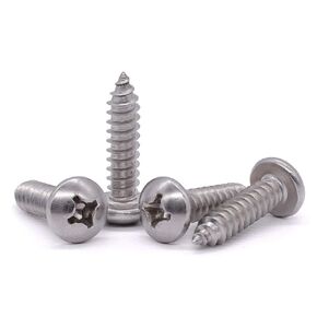 #14 x 3/4" Pan Head Sheet Metal Screw, 304 Stainless Steel 18-8, Phillips Drive Self Tapping Screw, Round Head Wood Screw, Bright Finish, Full Thread, Pack of 50