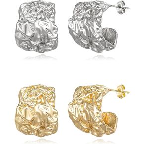 2pcs Gold Earrings Trendy, Disc Drop Earrings, Drop Stud Gold Statement Earrings for Women Girls Jewelry Gift