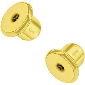 925 Sterling Silver In Season Jewelry Replacement Pair Earring Screw Backs for Girls - Yellow Gold Flashed Replacement Backs Pair - Compatible Only with In Season Jewelry Gold Flashed Earrings