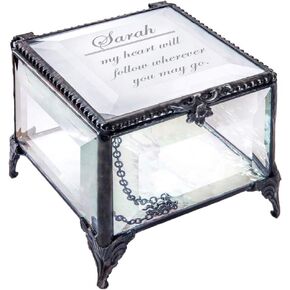 Personalized Jewelry Box with Message Decorative Stained Glass Keepsake Gift - J Devlin Box 903 EB246 (Pink)