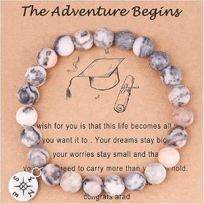Graduation Gifts for Her Natural Stone Compass Bracelets for Women Trendy Stuff Under 5 Dollar Items Stocking Stuffer Ideas College Graduation Gifts for Him