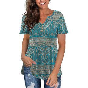 Tralilbee Women's Plus Size Long Sleeve Flowy Henley Shirt V Neck Tunic Tops