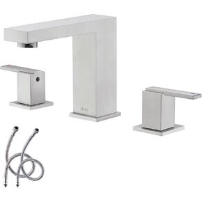 KENES Black Widespread Bathroom Faucet 3 Hole Bathroom Sink Faucet Matte Black Two Handle, 8-Inch 3 Pieces Bathroom Vanity Faucet with Pop Up Drain & Supply Lines, KE-9050-2-P in Kuwait