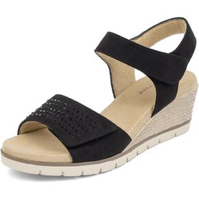 VJH confort Women's Wedge Sandals, Comfort Memory Foam Velcro Rhinestone Sandal with Adjustable straps