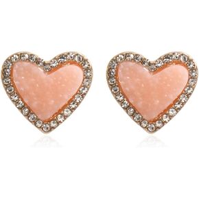 Lightweight Floral Petal Drop Earrings - Multi Petal Leaf Metallic Flower Dangles, Sparkly Rhinestone Heart Studs