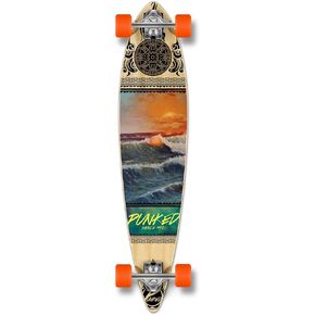 Yocaher Beach Series Complete Pintail Skateboards Longboard Cruiser w/Black Widow Premium 80A Grip Tape Aluminum Truck ABEC7 Bearing 70mm Skateboard Wheels