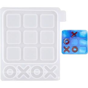 SAVITA 1Pcs 5.12×4.72 Inch/13×12cm Tic Tac Toe Mold XO Board Game Silicone Resin Mold Silicone Epoxy Resin Casting Mold for DIY Crafts, Kids Adult Table Game, Family Board Games
