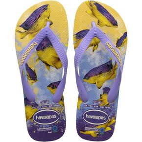 Havaianas Women Conservation International Flip Flops - Fish Print Sandals - Lemon Yellow, 7/8