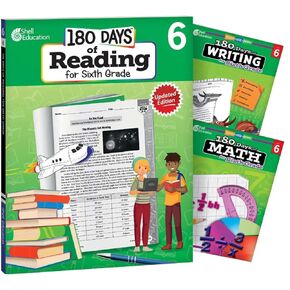 180 Days of Practice for Sixth Grade (Set of 3) 6th Grade Workbooks for Kids Ages 10-12, Includes 180 Days of Reading, 180 Days of Writing, 180 Days of Math