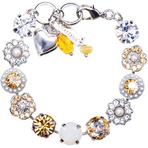 سوار زبدة البقان الفضي بلون بني كريستالي شفاف مع فسيفساء زهرة اللؤلؤ المقلد 1153 in Kuwait