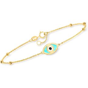 RS Pure by Ross-Simons Italian 14kt Yellow Gold Evil Eye Bracelet With Multicolored Enamel. 6.5 inches