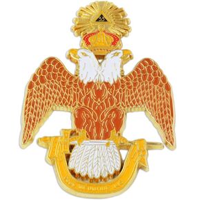 33rd Degree Double Headed Eagle Scottish Rite Masonic Auto Emblem - [Brown & White][3'' Tall]