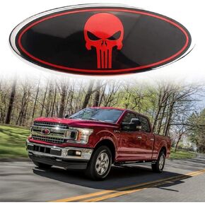 Front Grille Rear Tailgate Skull Emblem - 9" Oval Badge Name Plate Fit for 2004-2014 F150, 2005-2007 F250 F350, 11-16 Explorer, 11-14 Edge, 06-11 Range, 07-14 Expedition(Black)