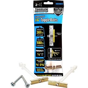 مرساة تبديل TOGGLER SNAPTOGGLE BB مع مسامير، قناة فولاذية مطلية بالزنك، مصنوعة في الولايات المتحدة، نطاق قبضة من 3/8 بوصة إلى 3-5/8 بوصة، لحجم تثبيت UNC 1/4 بوصة -20 (عبوة من قطعتين) in Kuwait