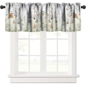 Rustic Forest Animals Kitchen Curtain Valance, Wildlife Bear Farmhouse Lodge Cabin Woodland Creatures Country Window Valance, for Bedroom Living Room Cafe Bathroom 1 Panels W54xL18in in Kuwait