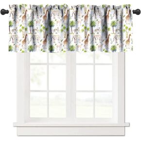 Rustic Forest Animals Kitchen Curtain Valance, Wildlife Bear Farmhouse Lodge Cabin Woodland Creatures Country Window Valance, for Bedroom Living Room Cafe Bathroom 1 Panels W54xL18in
