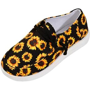 Women's Sunflower Casual Canvas Wendy Shoes,Fashion Lightweight Comfort Slip On Round Toe Sports Walking Flats
