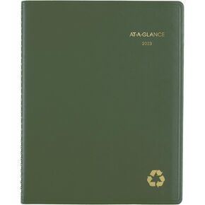 AT-A-GLANCE 2023 Weekly & Monthly Planner, Quarter-Hourly Appointment Book, 8-1/4" x 11", Large, Recycled, Black (70950G05)