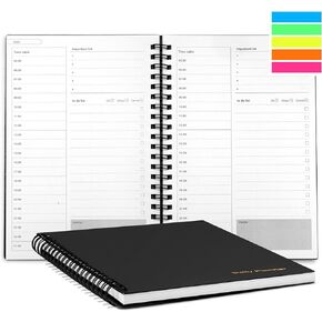 Undated Daily Planner, 7.6"x10.2", Hourly Planner, To Do List Planner Notebook, Time Management Manual and Planner with Colorful Sticky Index Tabs, Green