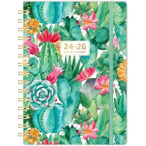 مخطط شهري/تقويم شهري 2024-2026 - مخطط شهري لمدة 3 سنوات، يناير 2024 - ديسمبر 2026، 6.3 بوصة × 8.4 بوصة، 36 مخطط/تقويم شهري 2024-2026 مع جيب مزدوج الجانب + غلاف فني - الصبار in Kuwait