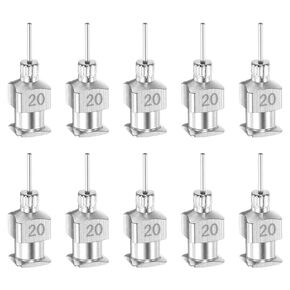 10pcs 14Gauge Stainless Steel Dispensing Needles, 1/4" All Metal Glue Needle Tube Blunt Tips Luer Lock for Thick Liquids, Ink, Glue, Lab Use