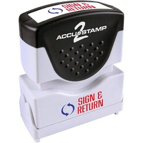 ACCU-STAMP2 Message Stamp with Shutter, 2-Color, SIGN AND RETURN, 1-5/8" x 1/2" Impression, Pre-Ink, Red and Blue Ink (035528)