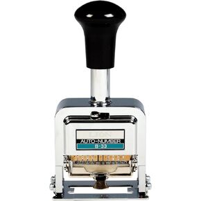 Lion Pro-Line Heavy-Duty Automatic Numbering Machine, 5-Wheel, Roman (D-52) Silver