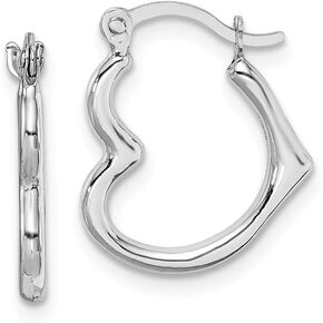 Jewels By Lux 10K White Gold Hollow Heart Shaped Hoop Earrings