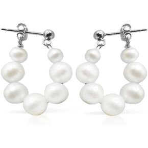 Small Ringlet Hoop Earrings with Freshwater Pearls for Women - Elegant and Timeless Statement Jewelry