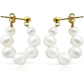 Small Ringlet Hoop Earrings with Freshwater Pearls for Women - Elegant and Timeless Statement Jewelry