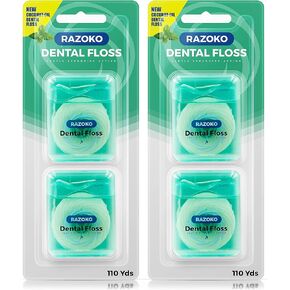 Coconut Oil Dental Floss Expanding Dental Floss Suitable for Wide Spaces (55 Yards, 4 Count) - Mint Flavor