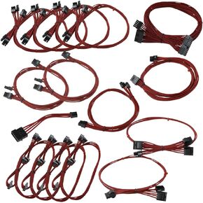 EVGA Red GS/PS (850/1050/1000 Watt) Power Supply Cable Set, Individually Sleeved(100-CR-1050-B9)