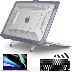 May Chen متوافق مع جهاز MacBook Air 13.6 بوصة 2024 2023 2022 موديل A2681 M2 A3113 M3، جراب صلب واقٍ شديد التحمل مقاوم للصدمات مع مسند قابل للطي، زيتوني