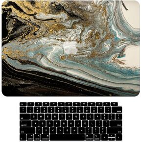 Compatible with MacBook Pro 14 inch Case 2023 2021 Release M2 Pro / M2 Max Chip A2779 & M1 Pro / M1 Max Chip A2442, Plastic Hard Shell Case & Keyboard Cover, Has Logo Cutout, Black Gold